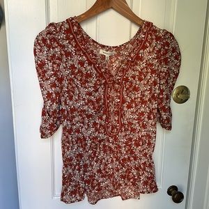 Max Studio Size Small Red Floral Crop